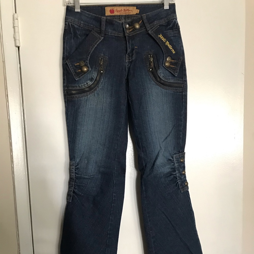 Super unique blue denim Apple Bottoms Jeans.